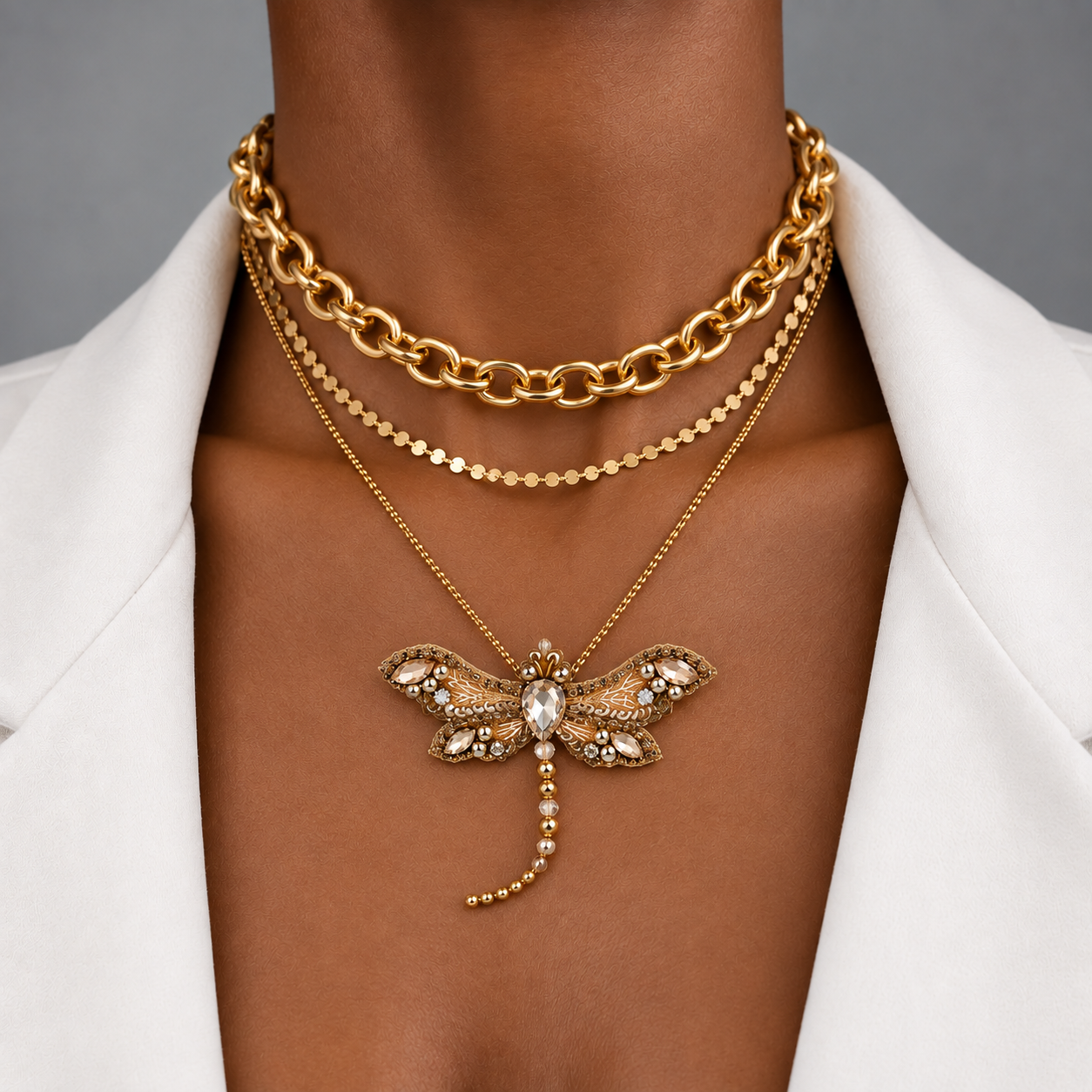 Wing It Dragon Fly Layered Necklace