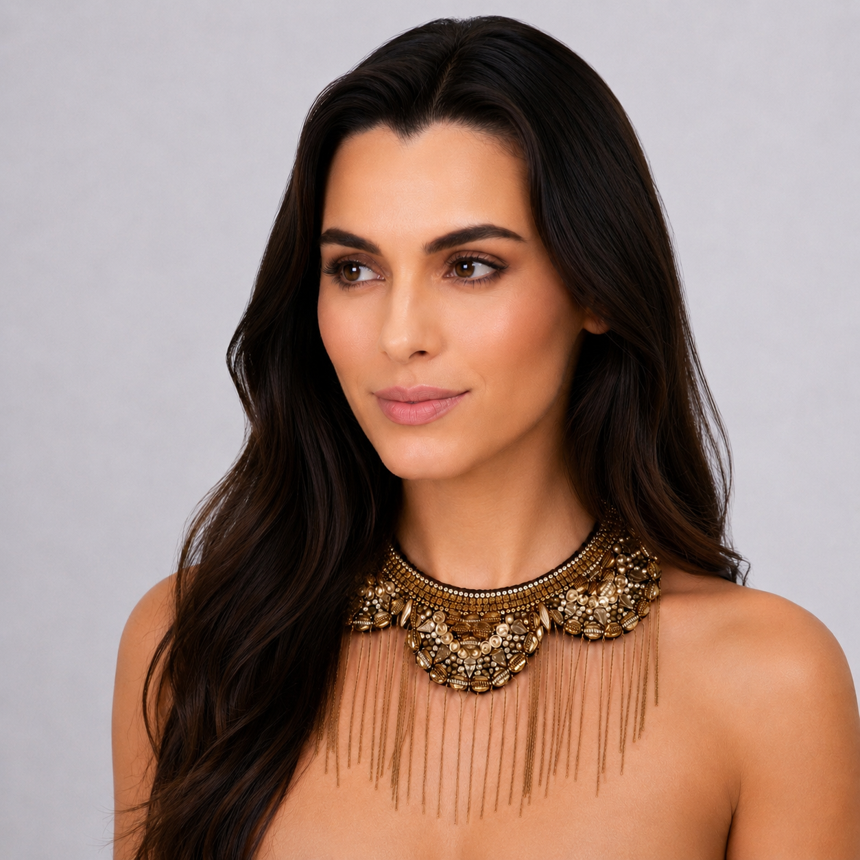 Gilded Fringe Statement Necklace