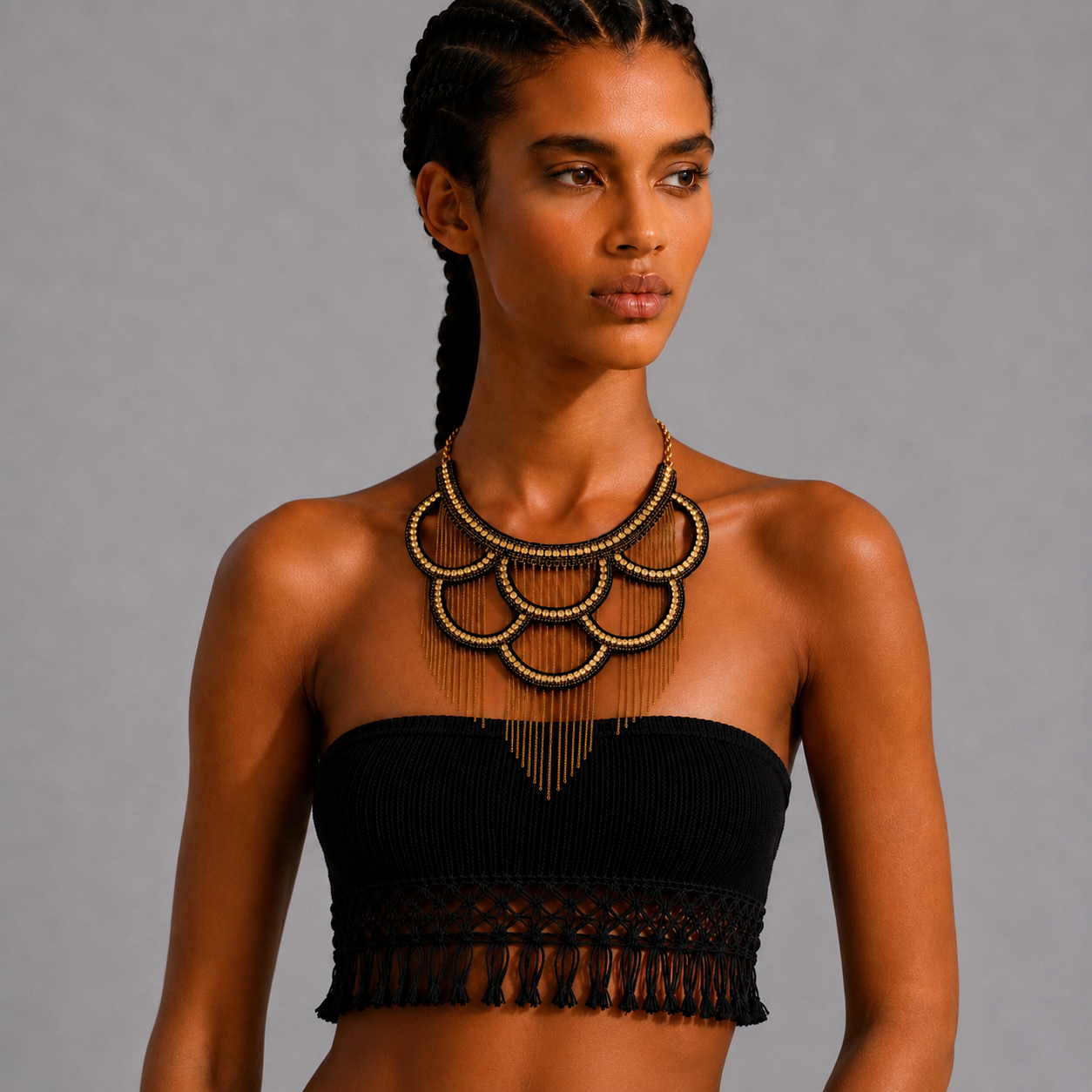 Fringe Frame Statement Necklace