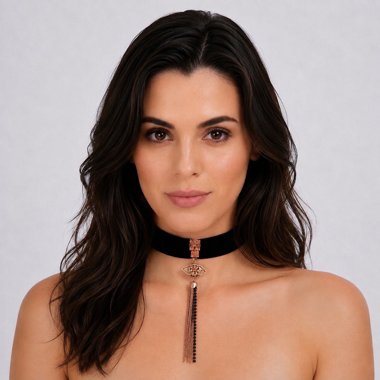 Rosette Fringe Choker Necklace