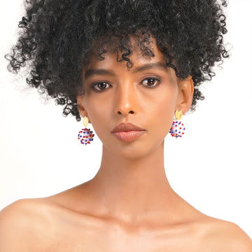 Patriotic White Ball 4th July Earring
