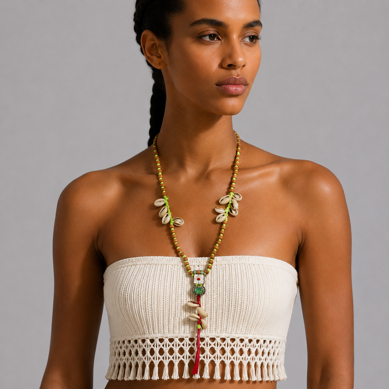 Shell Tassel Long Pendant Necklace
