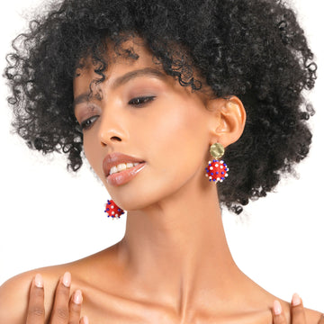 Patriotic Red Ball 4th July Earring