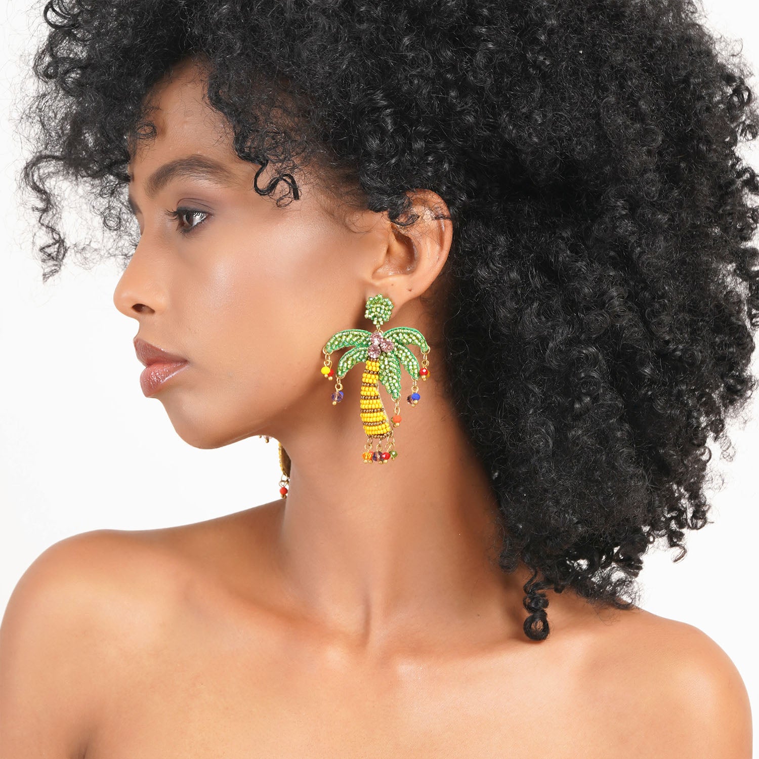 Tropical Palm Gem Earring