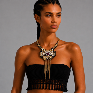 Golden Noir Long Pendant Necklace