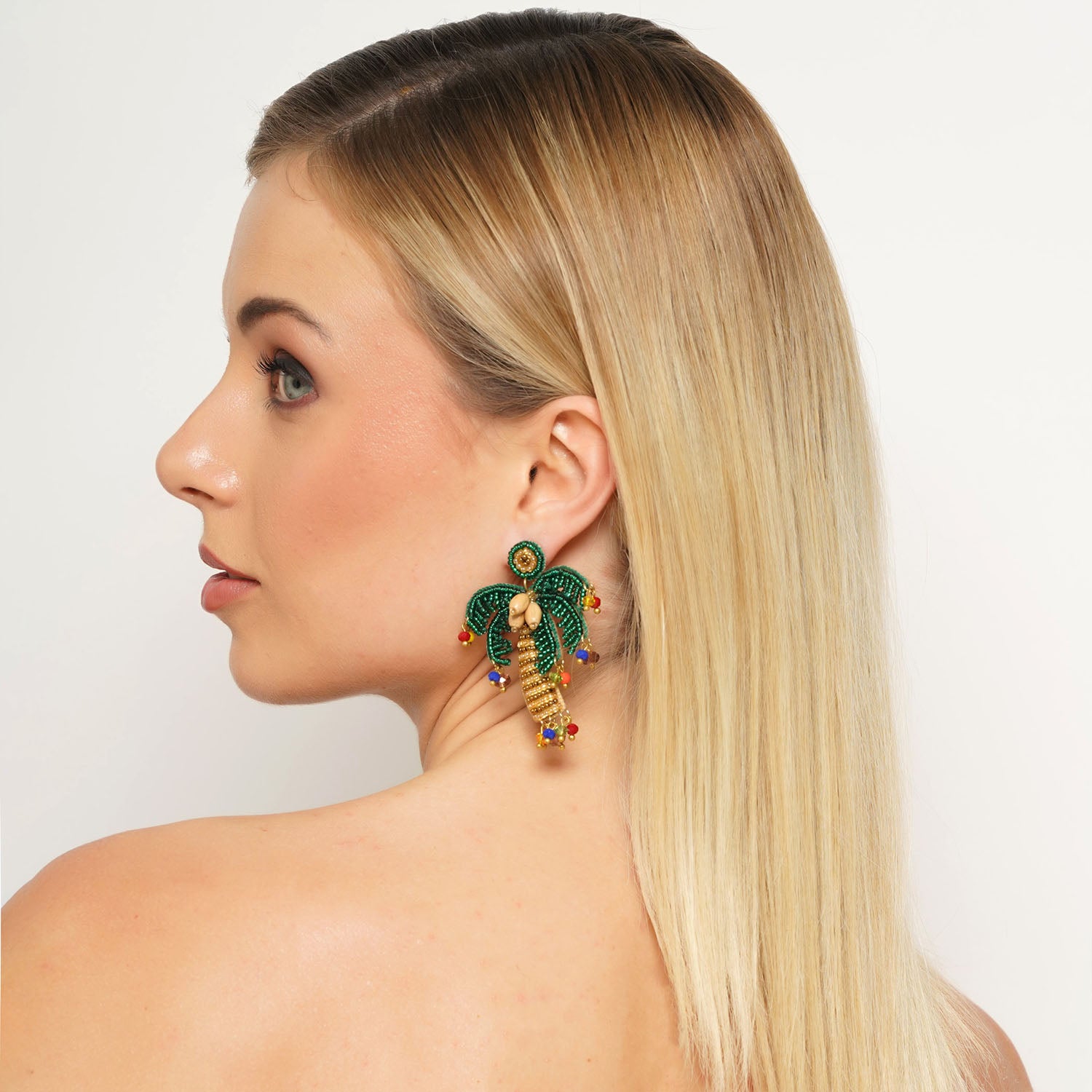 Coconut Palm Charm Earring