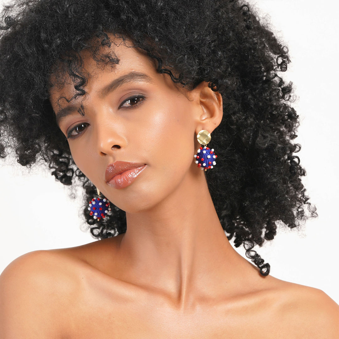 Patriotic Blue Ball 4th July Earring