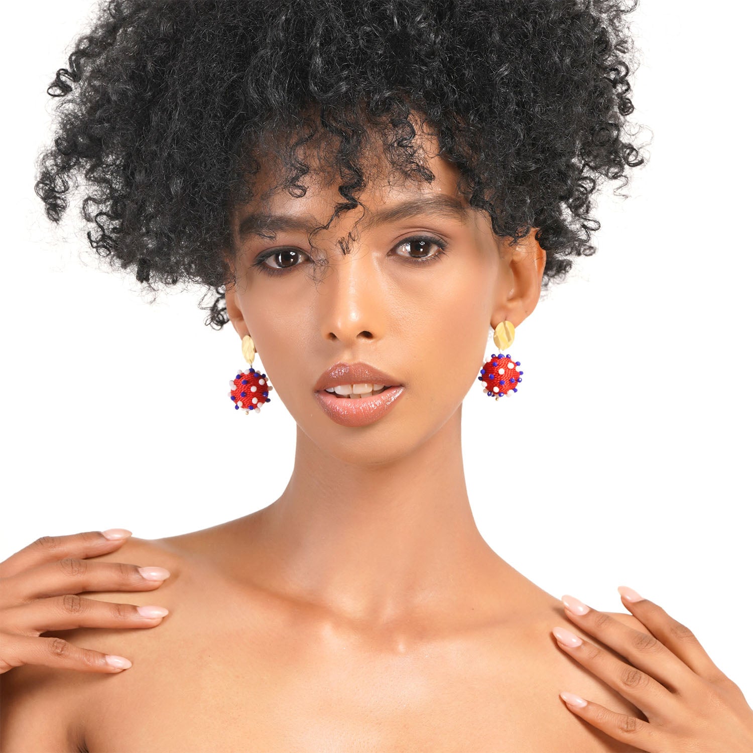 Patriotic Red Ball 4th July Earring