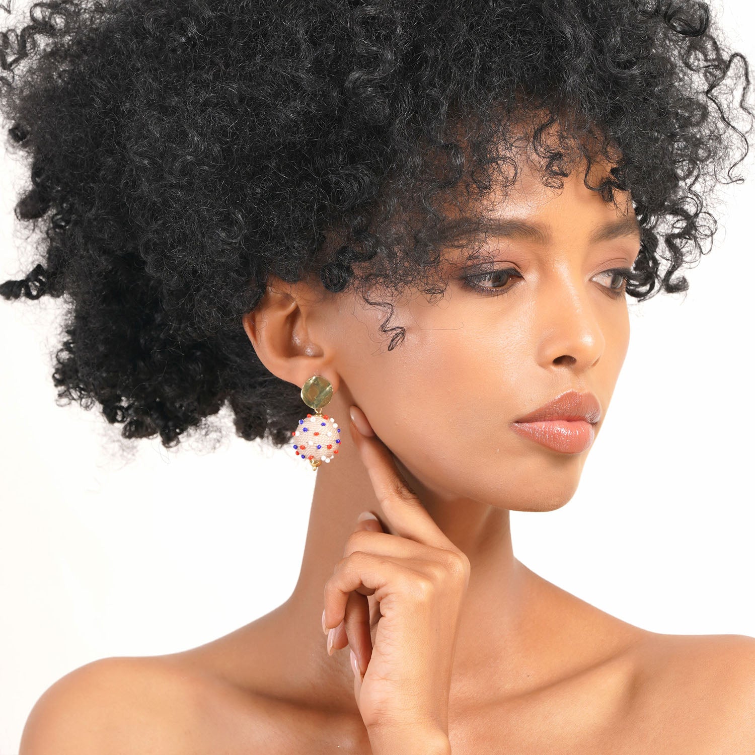 Patriotic Jute Ball 4th July Earring