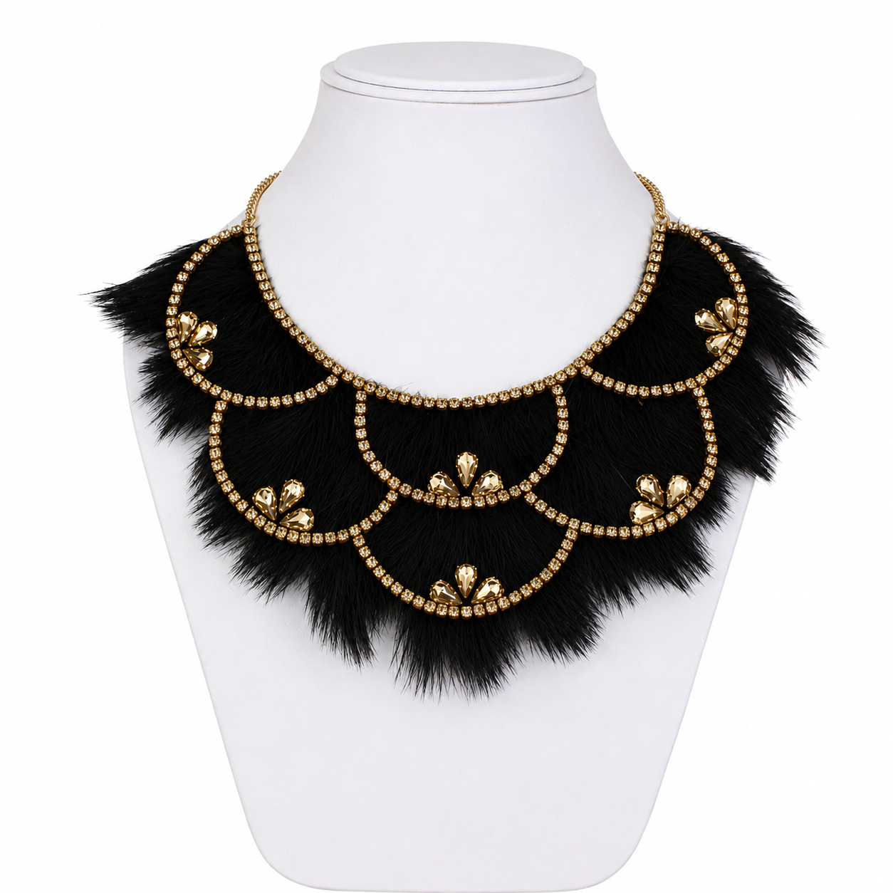 Feather Scallop Statement Necklace