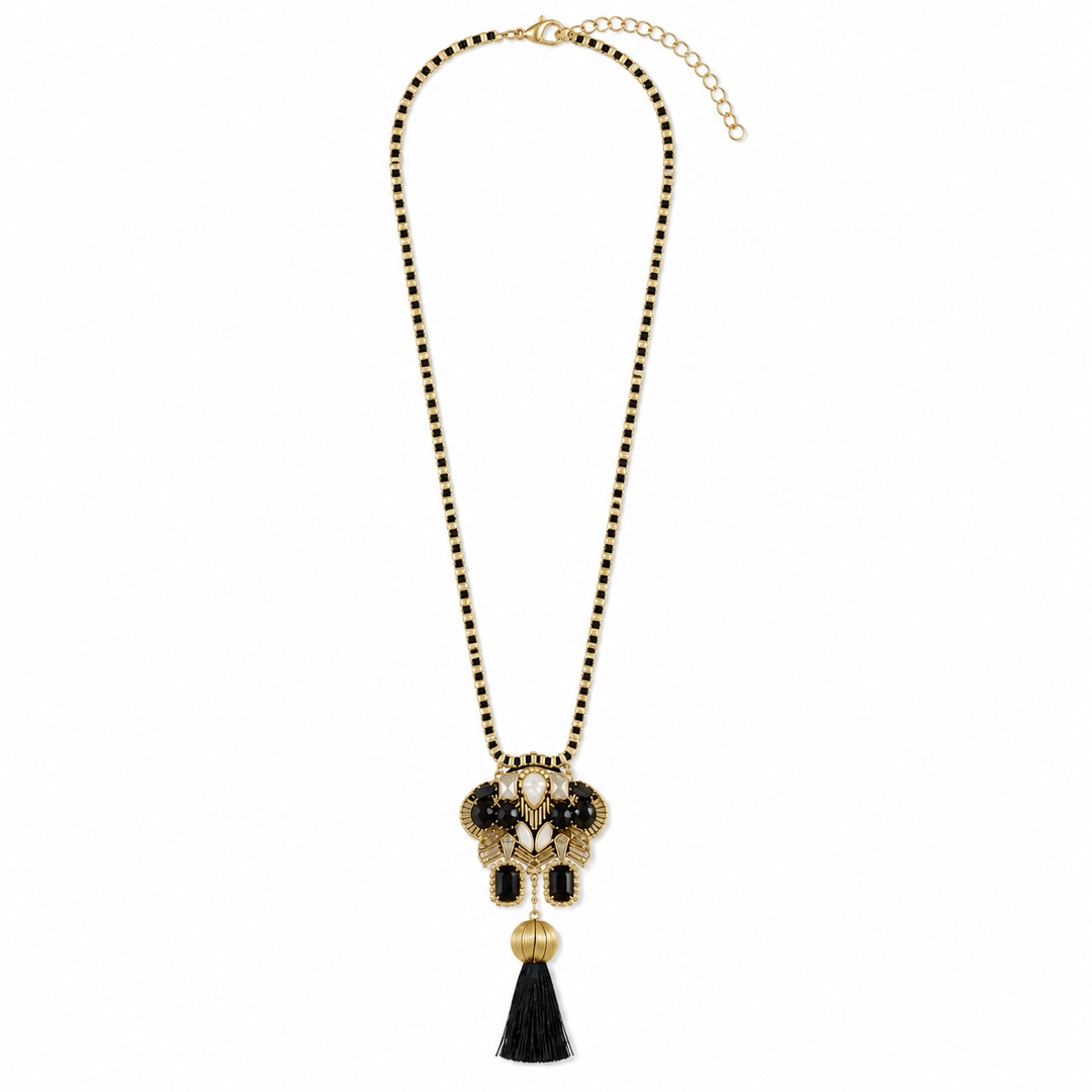 Maharaja Motif Long Pendant Necklace