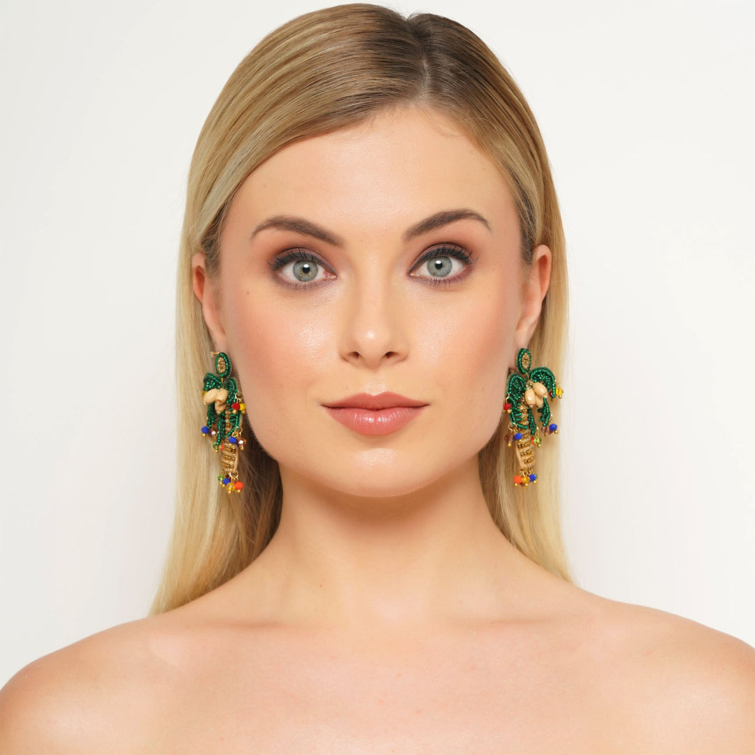 Coconut Palm Charm Earring