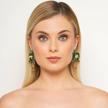 Coconut Palm Charm Earring