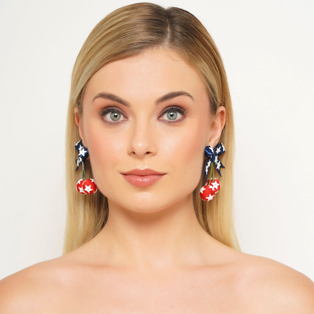 Red White Blue Cherry 4th July Earring