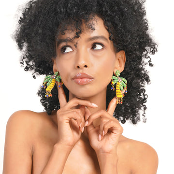 Tropical Palm Gem Earring