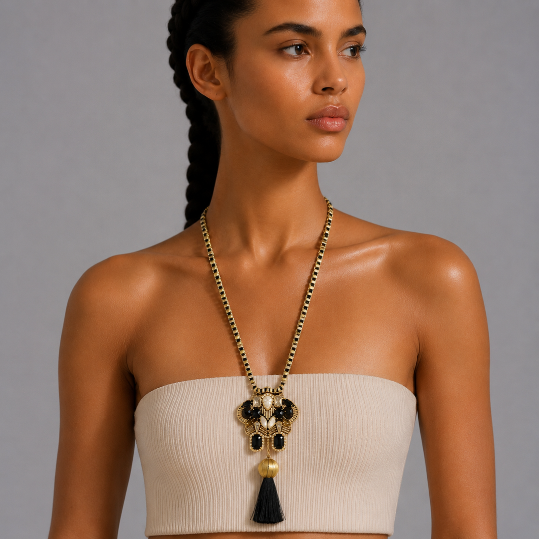 Maharaja Motif Long Pendant Necklace