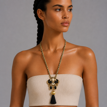 Maharaja Motif Long Pendant Necklace