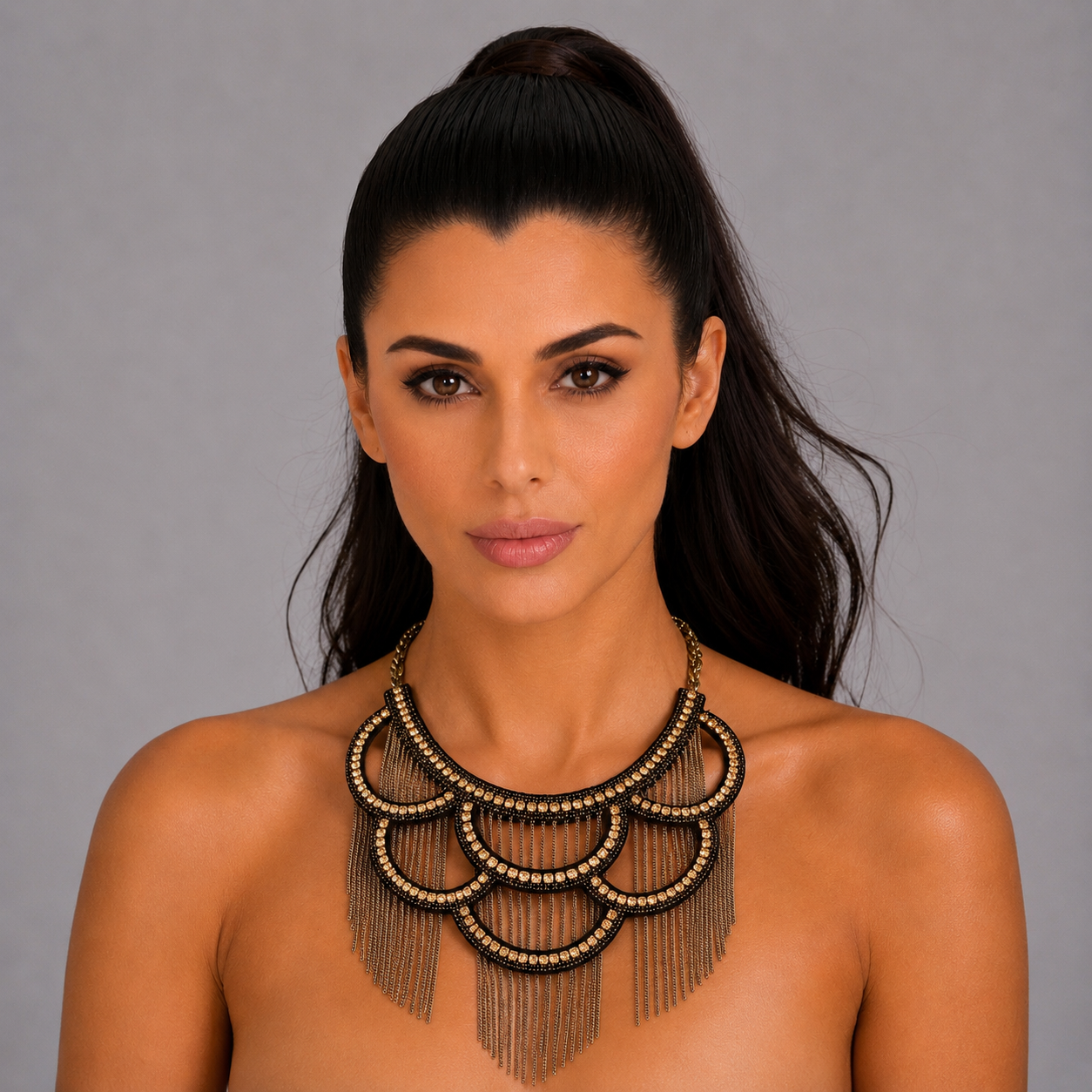 Fringe Frame Statement Necklace