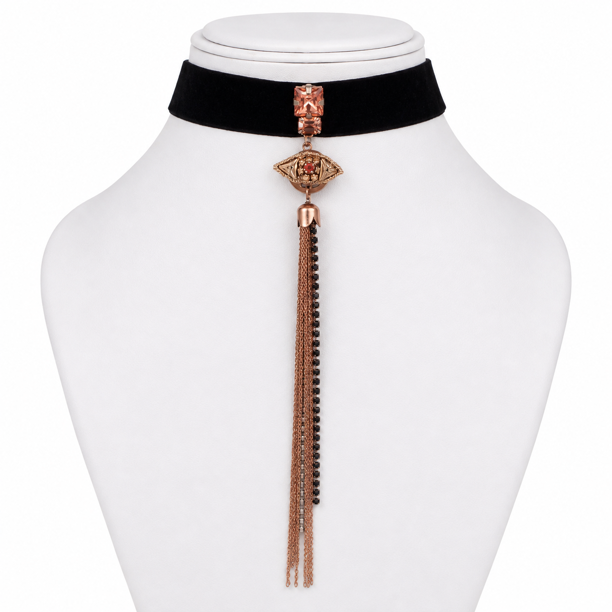 Rosette Fringe Choker Necklace
