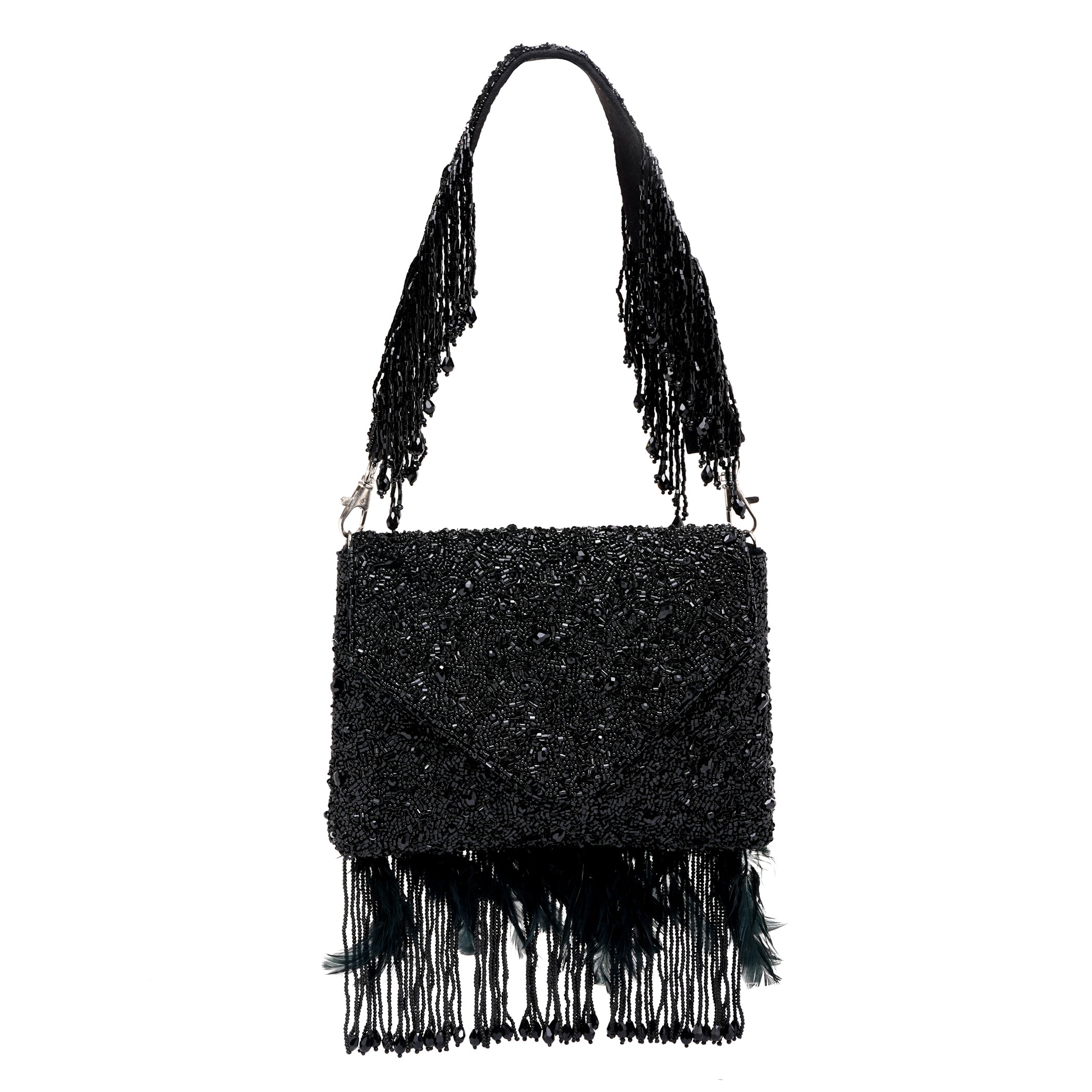 Black Fringe Clutch Bag