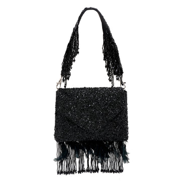 Black Fringe Clutch Bag