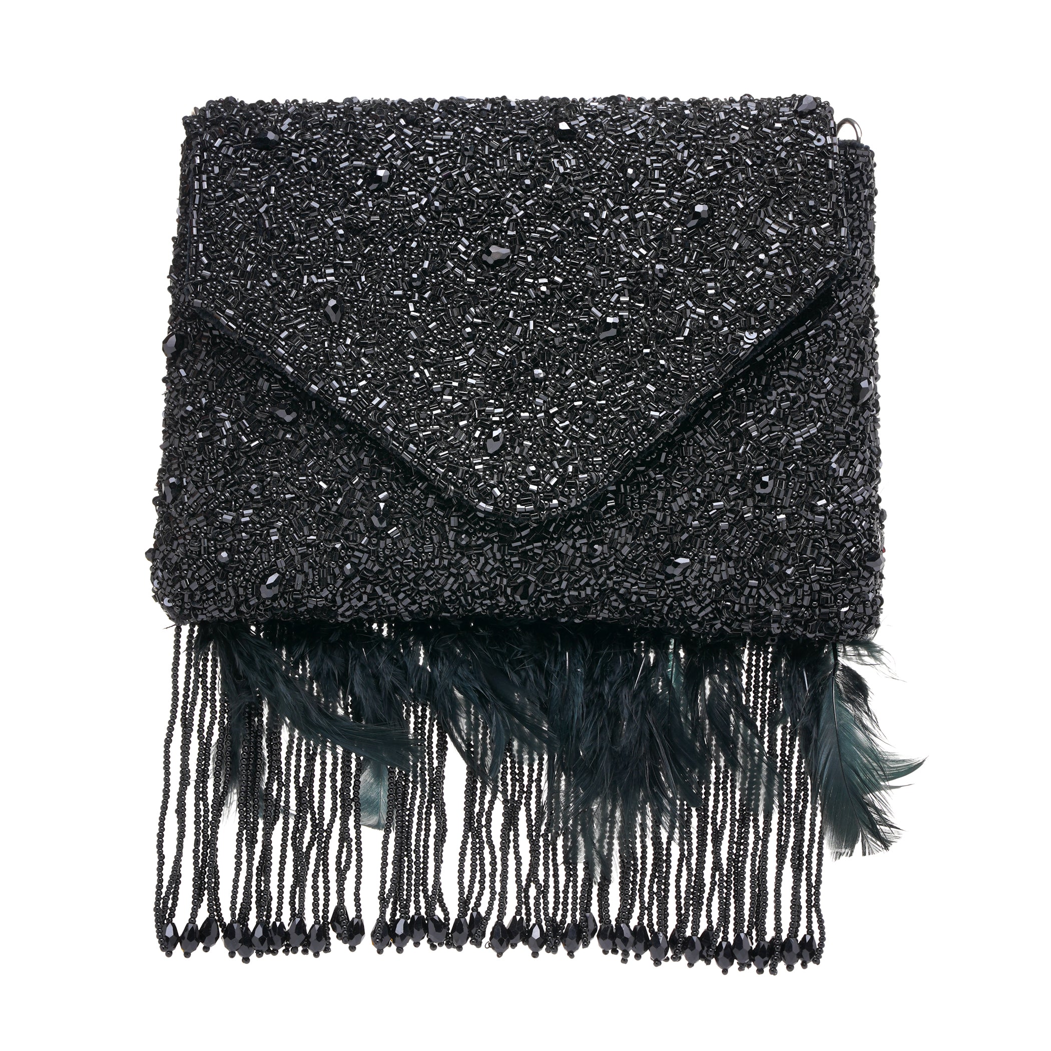 Black Fringe Clutch Bag