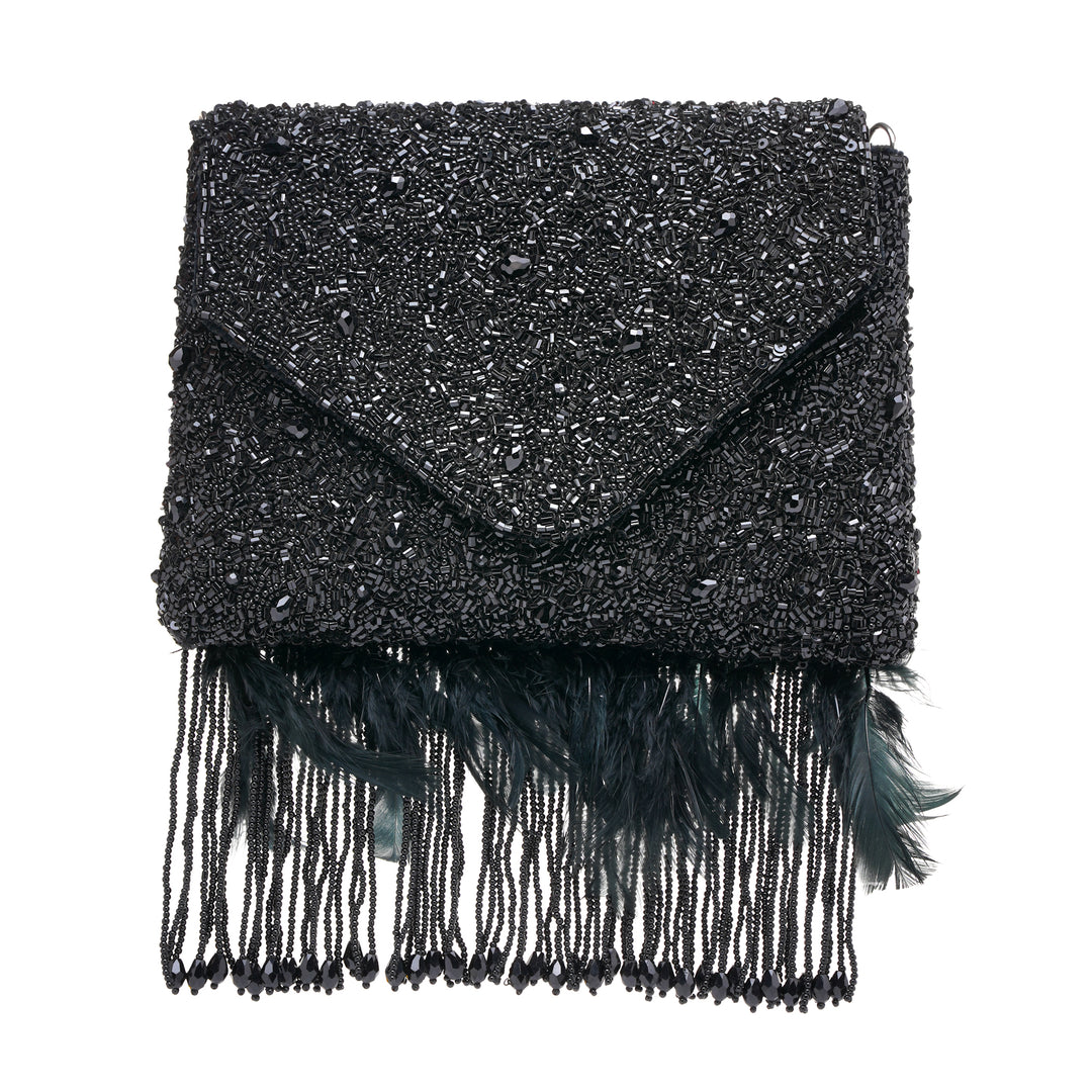 Black Fringe Clutch Bag