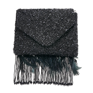 Black Fringe Clutch Bag