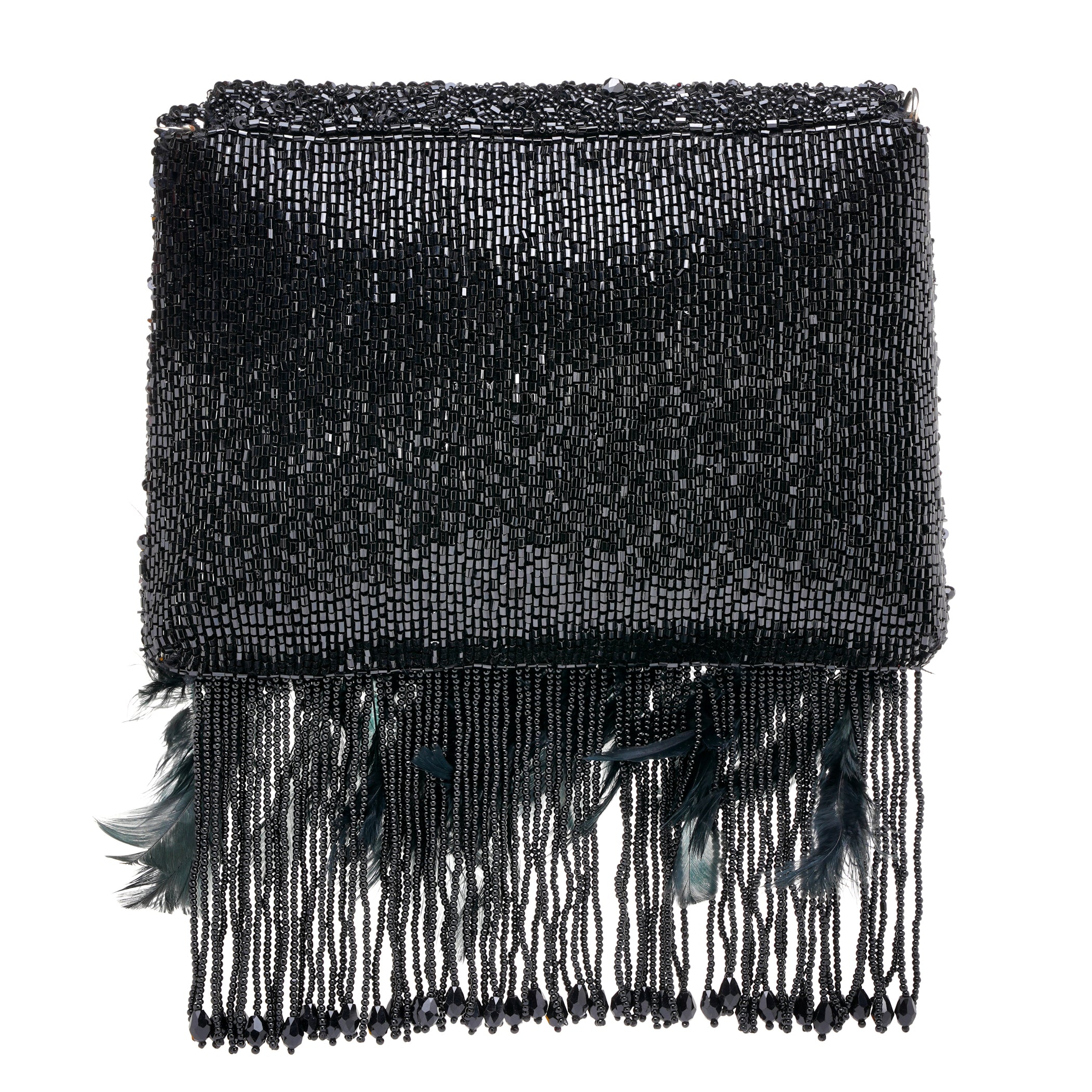 Black Fringe Clutch Bag