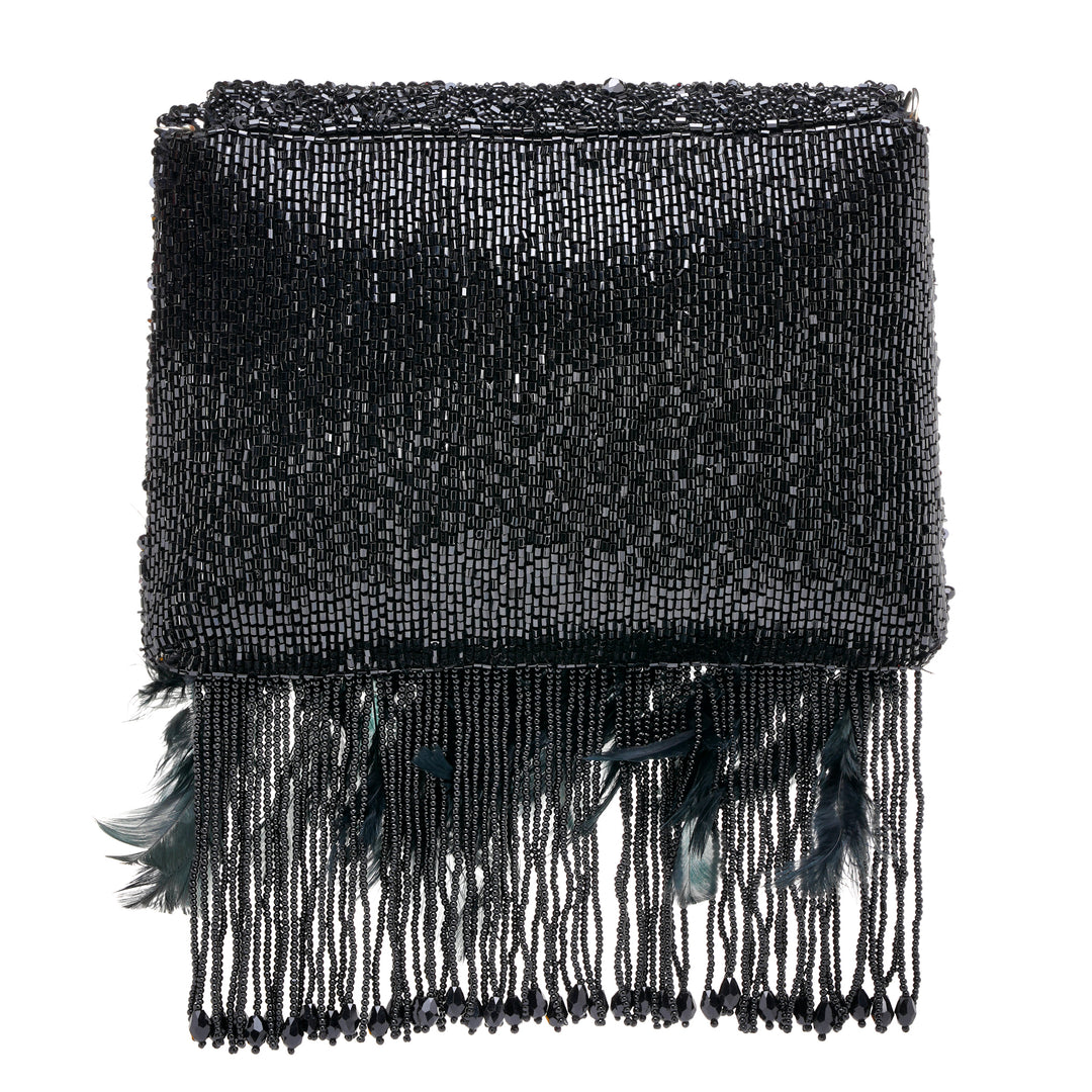 Black Fringe Clutch Bag