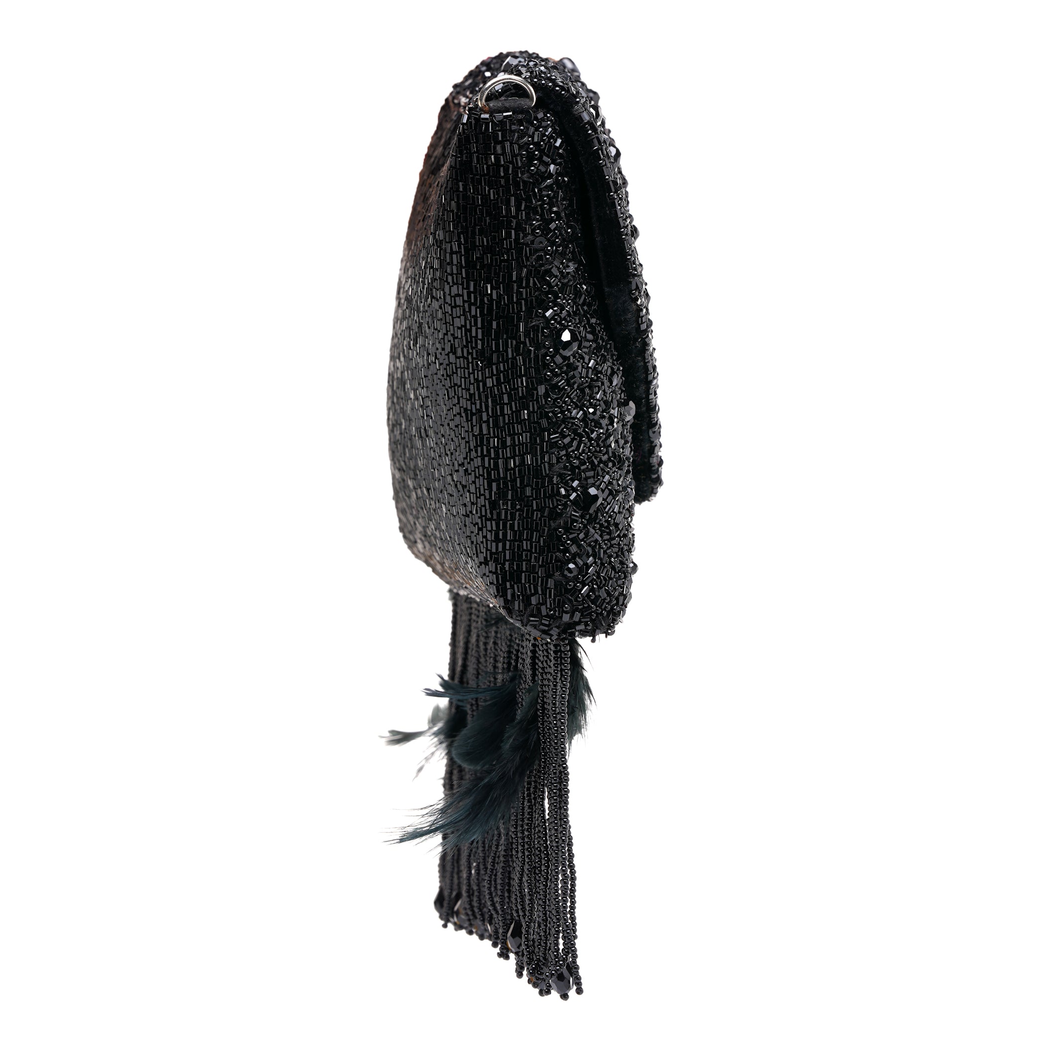Black Fringe Clutch Bag