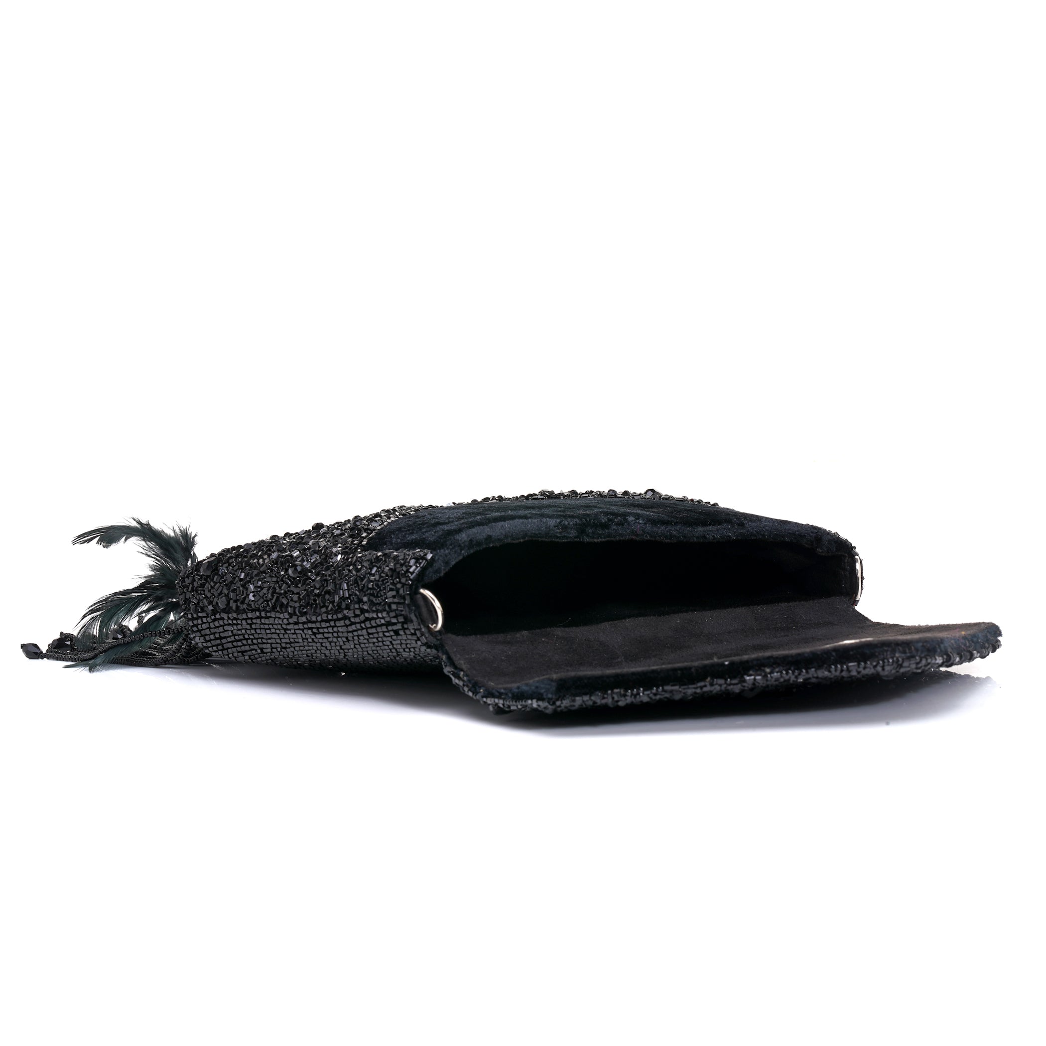 Black Fringe Clutch Bag