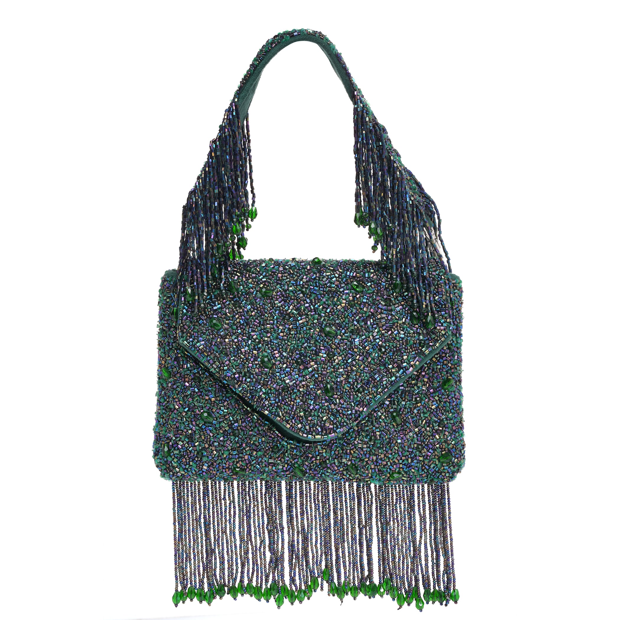 Emerald Fringe Clutch Bag
