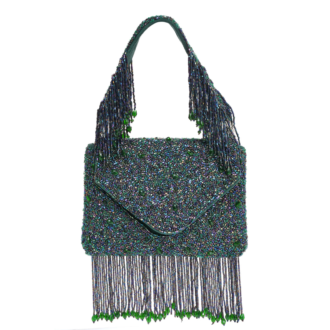 Emerald Fringe Clutch Bag