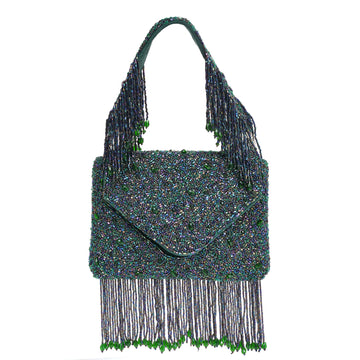 Emerald Fringe Clutch Bag