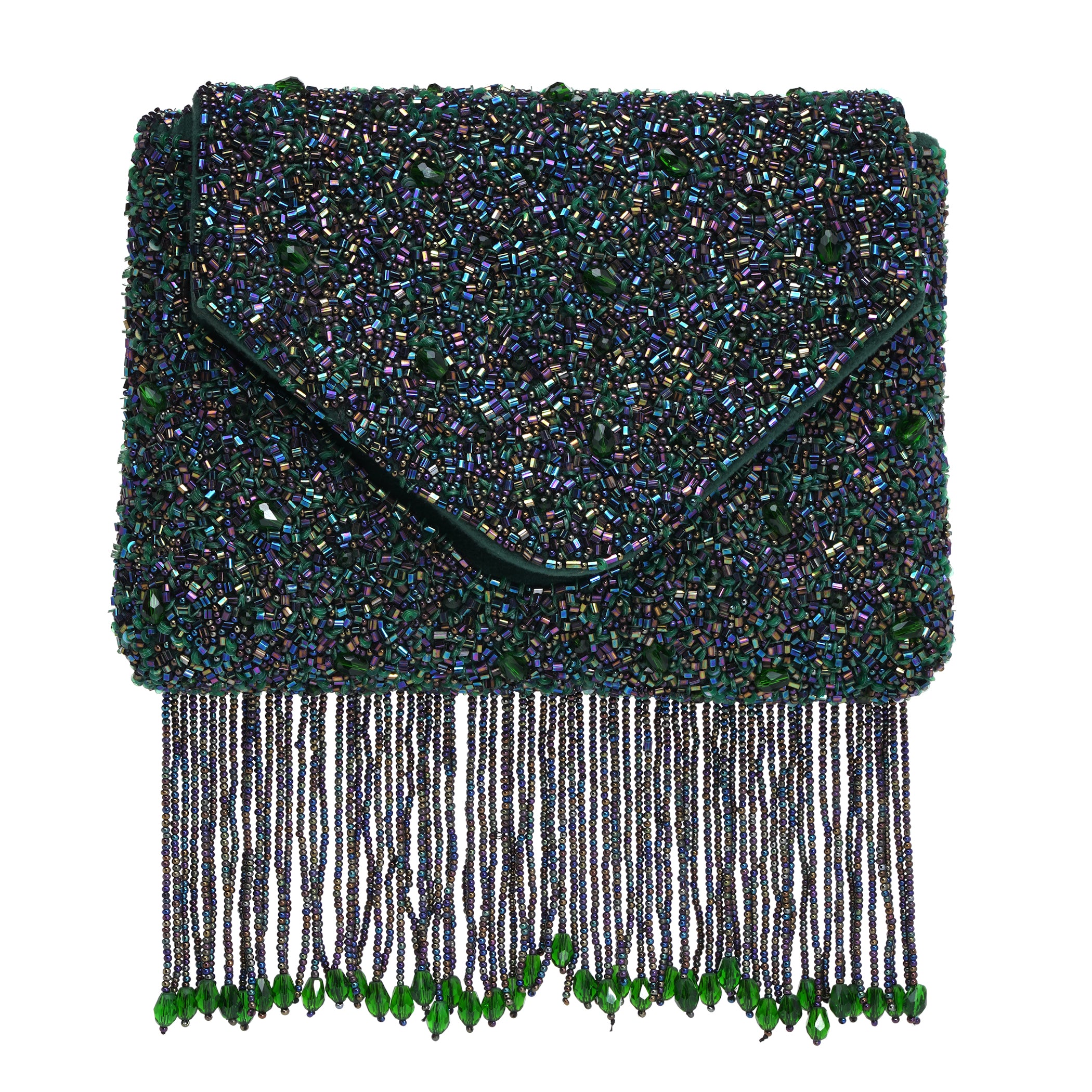 Emerald Fringe Clutch Bag