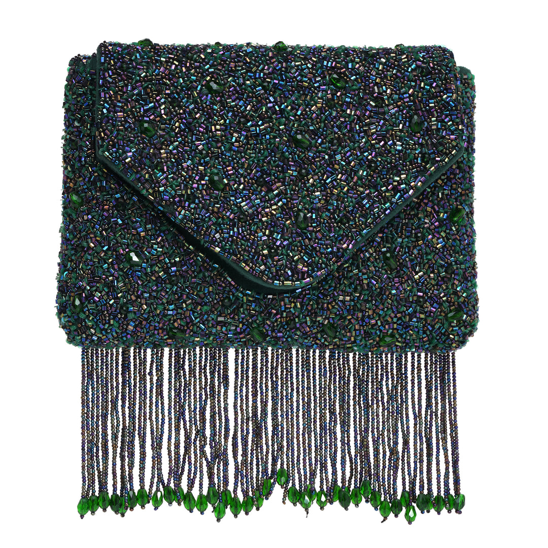 Emerald Fringe Clutch Bag