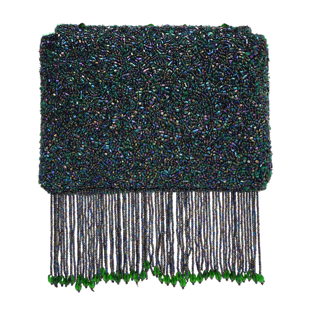 Emerald Fringe Clutch Bag