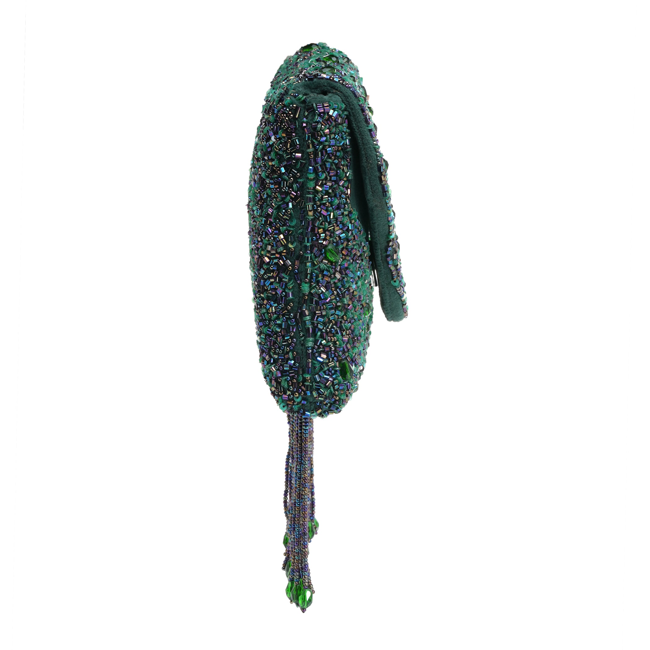 Emerald Fringe Clutch Bag
