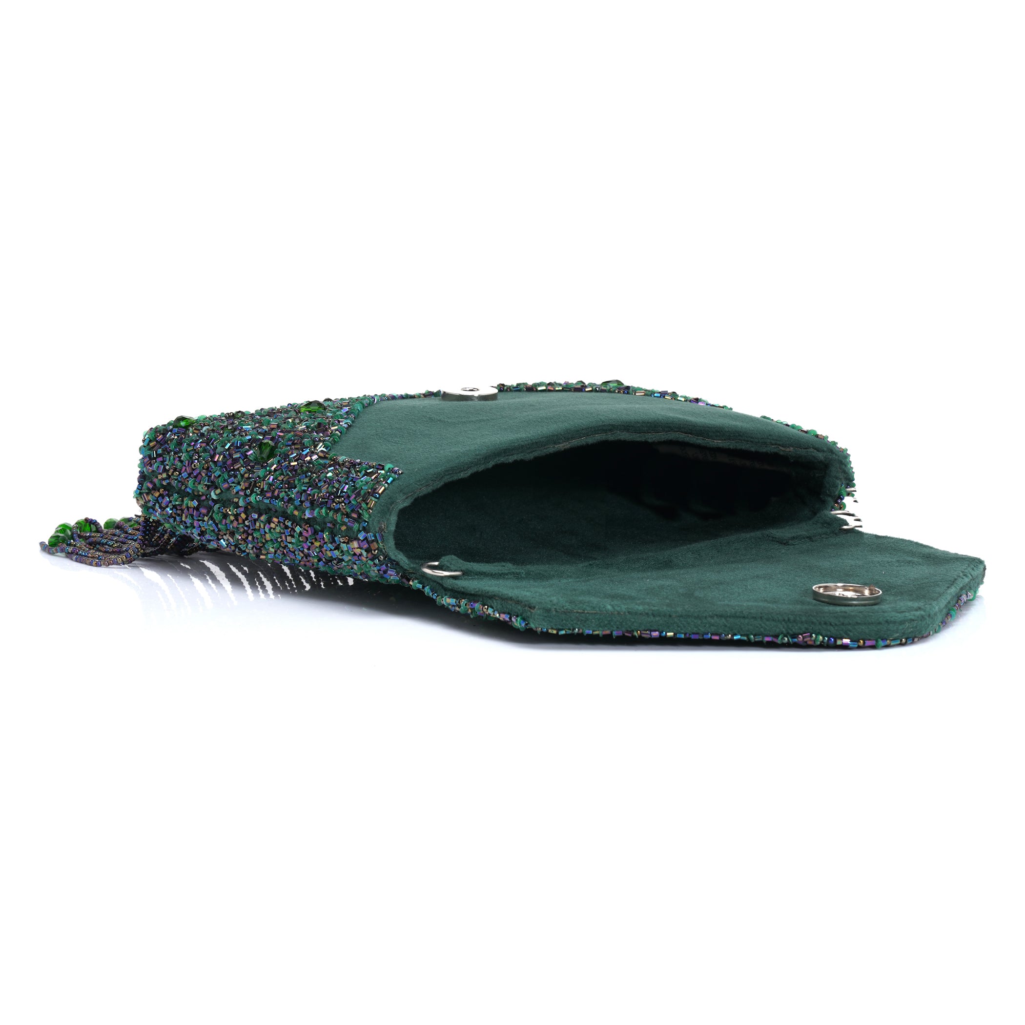 Emerald Fringe Clutch Bag