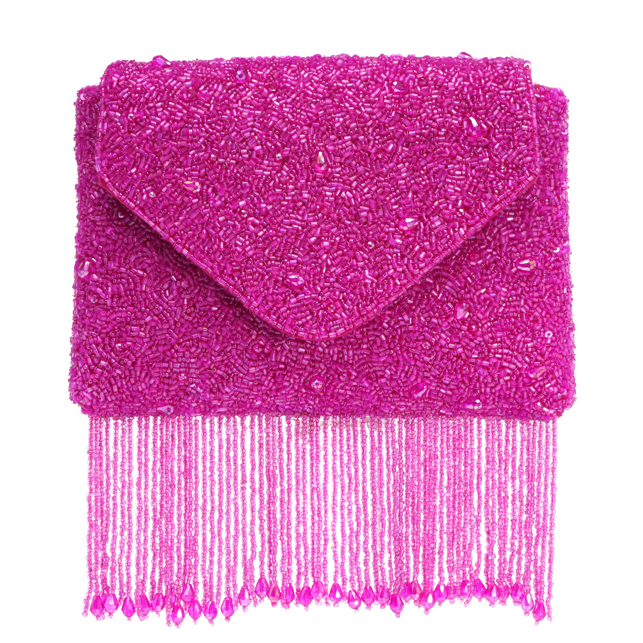 Magenta Fringe Clutch Bag