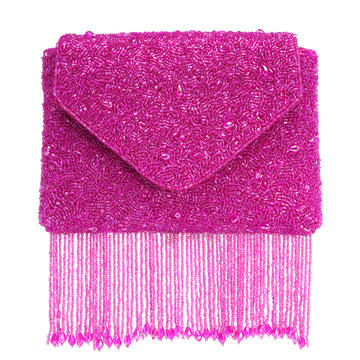Magenta Fringe Clutch Bag