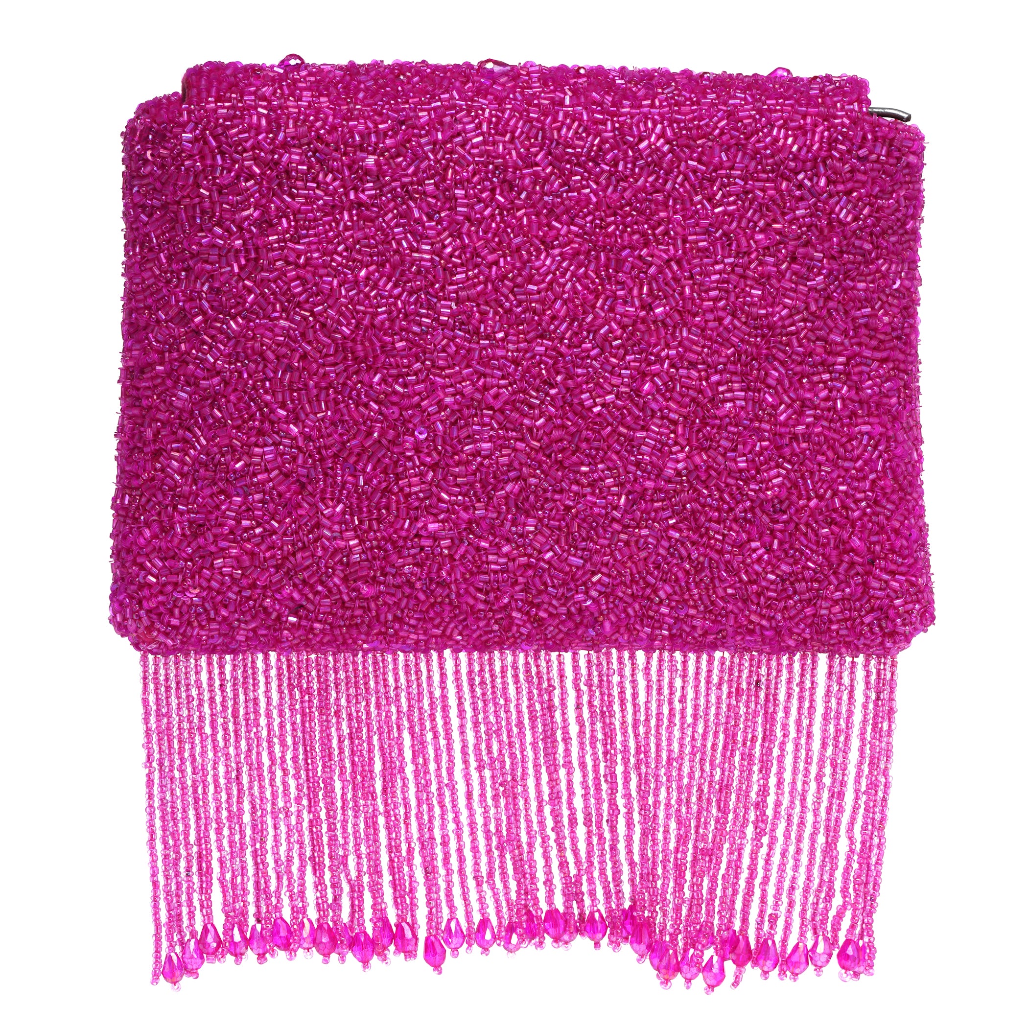 Magenta Fringe Clutch Bag