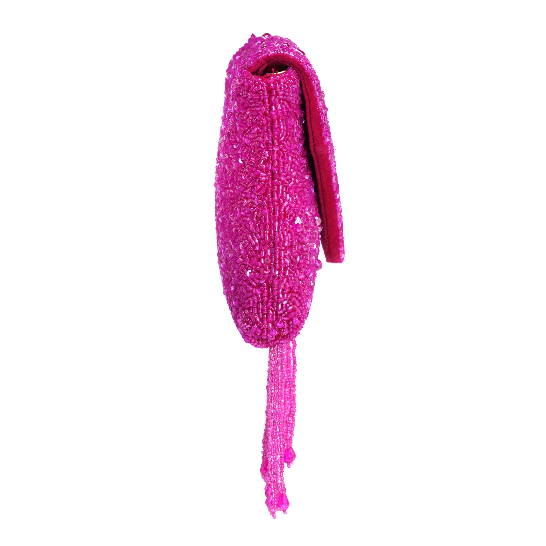 Magenta Fringe Clutch Bag