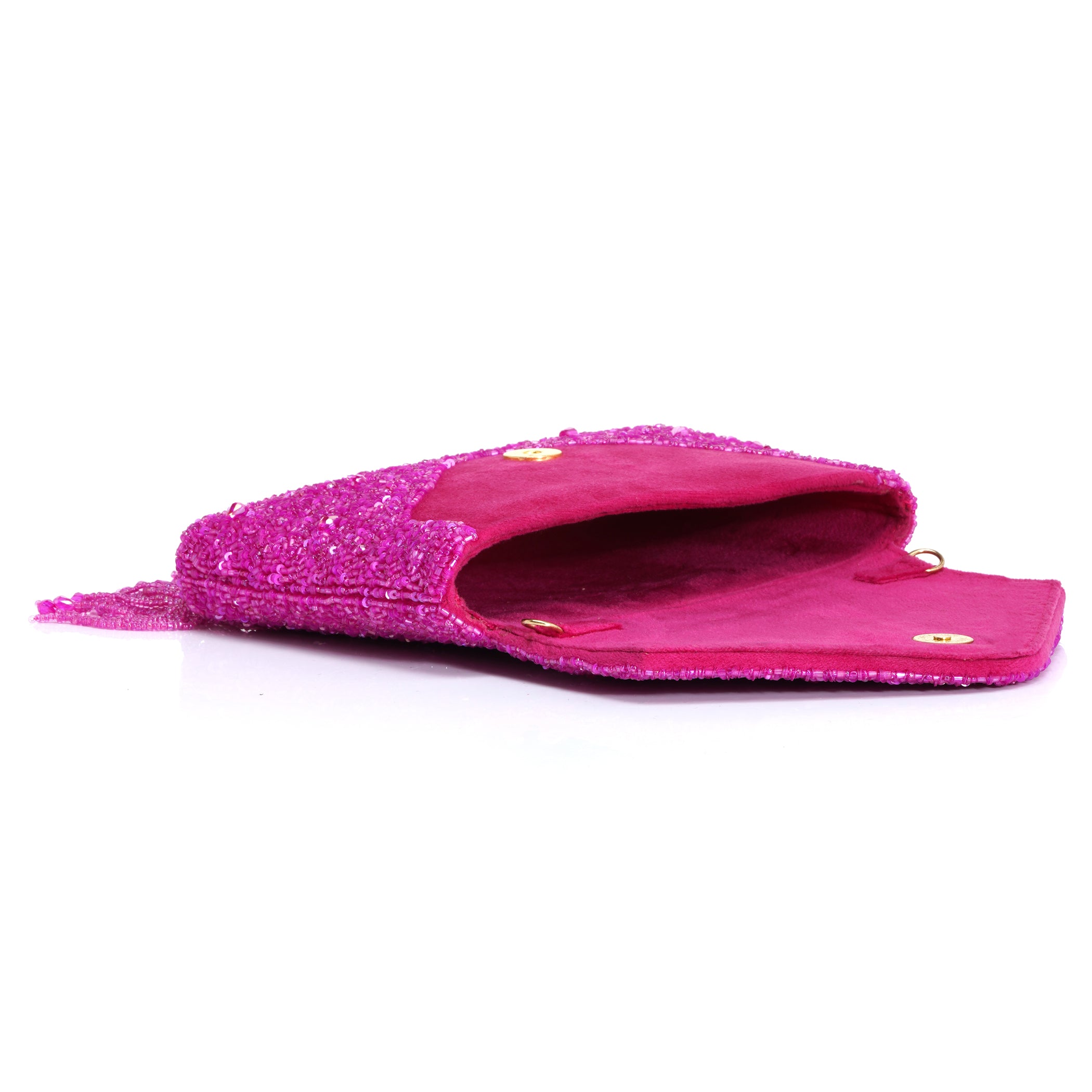 Magenta Fringe Clutch Bag