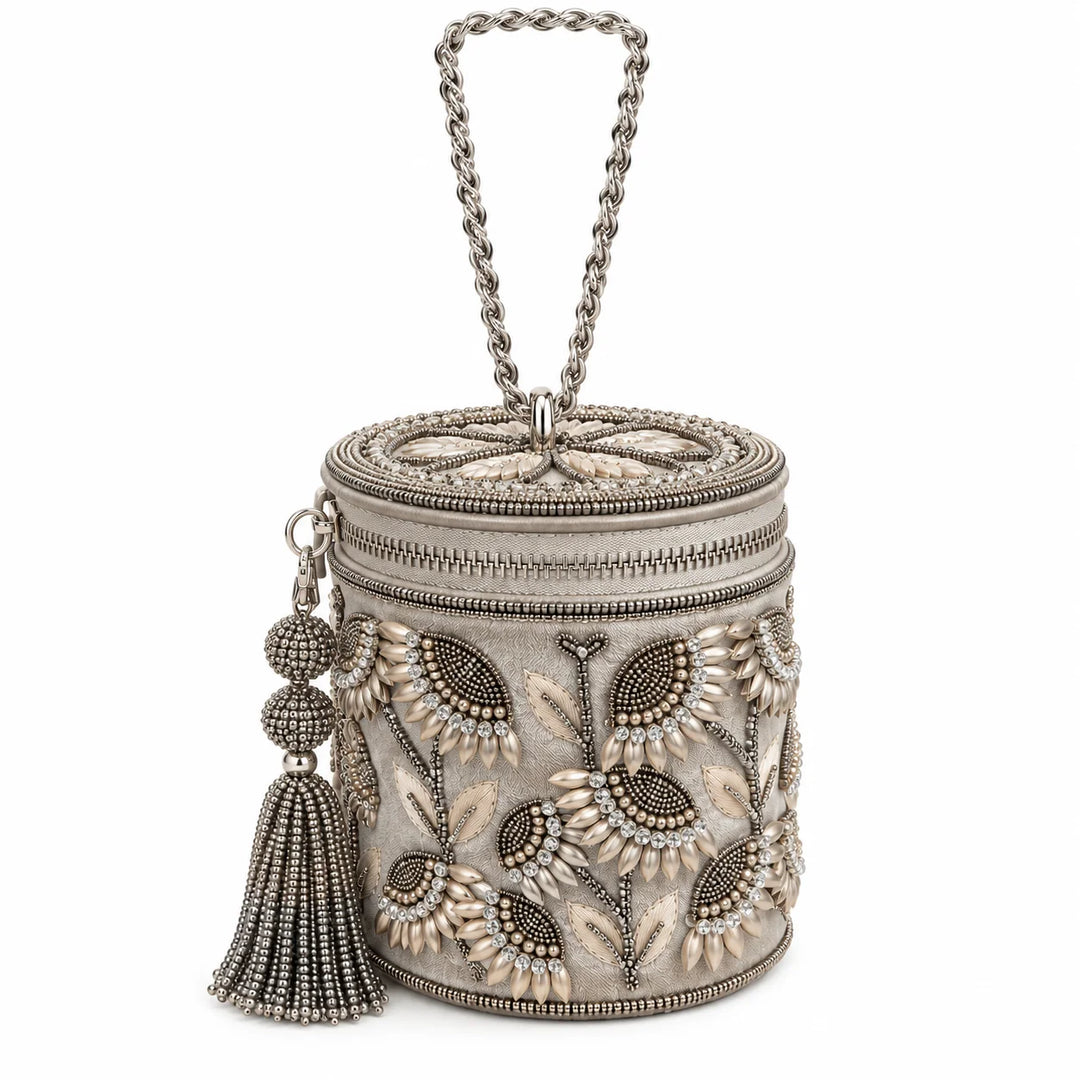 The Silver Foliage Bucket Bag