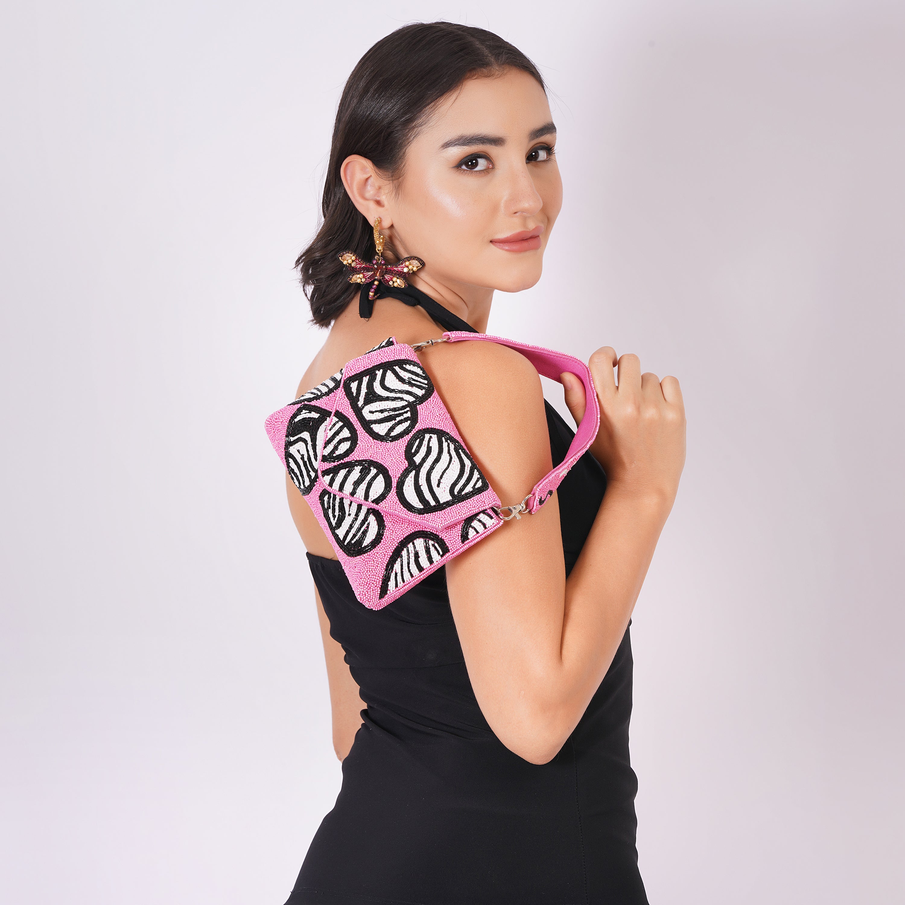Zebra Heart Clutch Bag