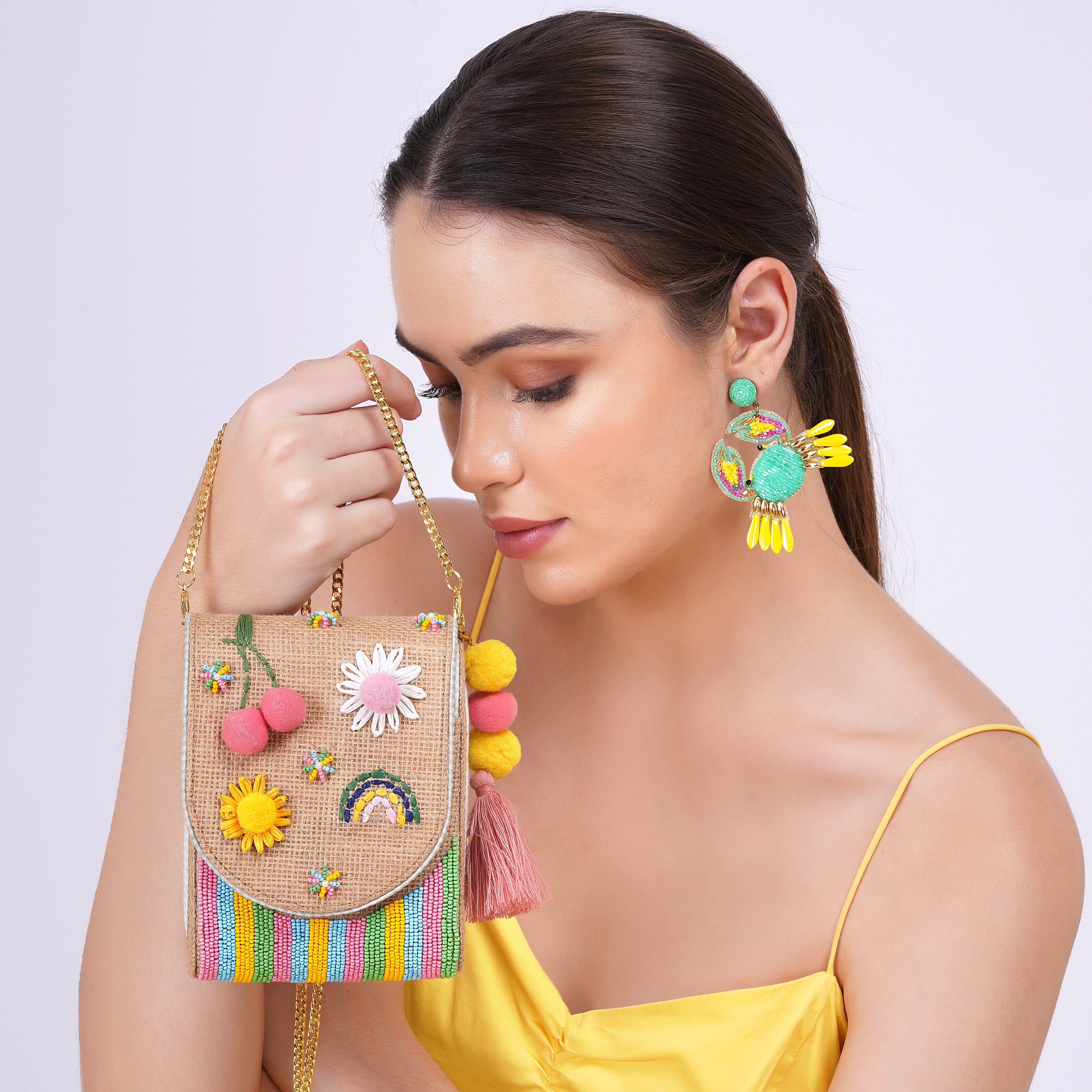 Rainbow Flower Clutch Bag