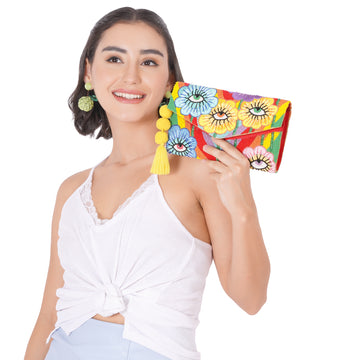 Flowery Eyes Clutch Bag
