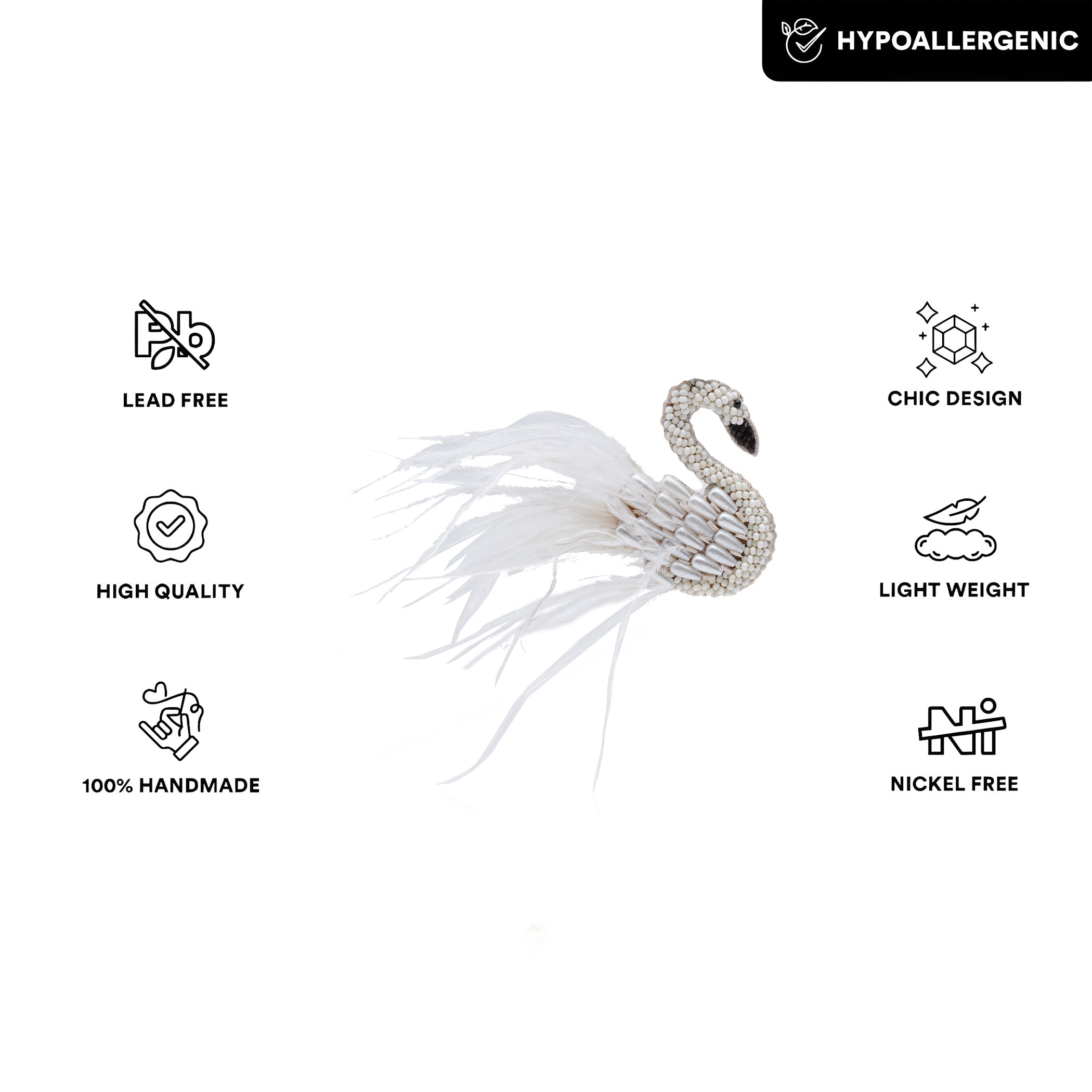 Flamin' Flamingo Brooch White